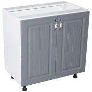 Corp inferior cu 2 usi 80 cm Zebra, Alba/MDF GRI, fara blat 80 x 82 x 50